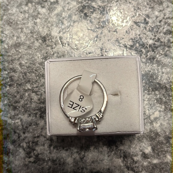 RBP3375 April Birthstone- Diamond Cubic Zirconia Rhodium Plated size 8 - Picture 3 of 4